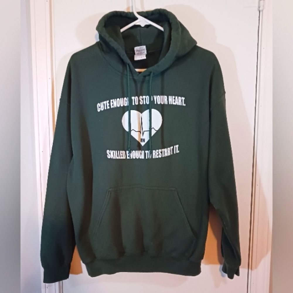 Hunter Green Gildan Heavy Blend Funny RN Hoodie